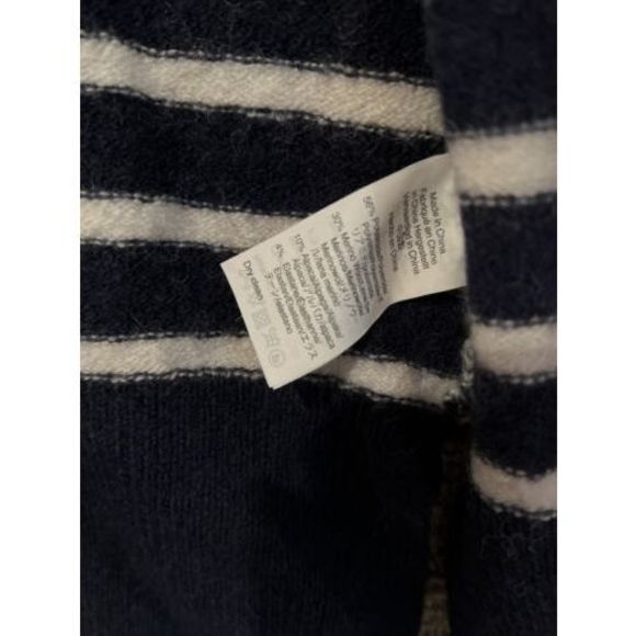 Madewell Cardigan Merino Wool Alpaca Small Cozy Sweater Open Front Navy Stripe - Picture 5 of 9